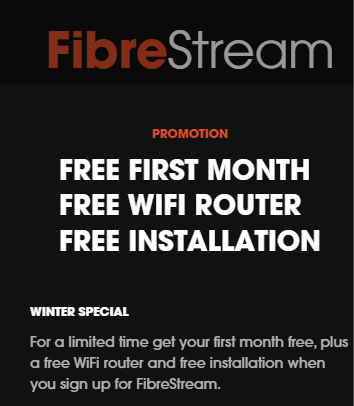 Get your first month free, along with a free WiFi router and installation. Offer valid until March 31.