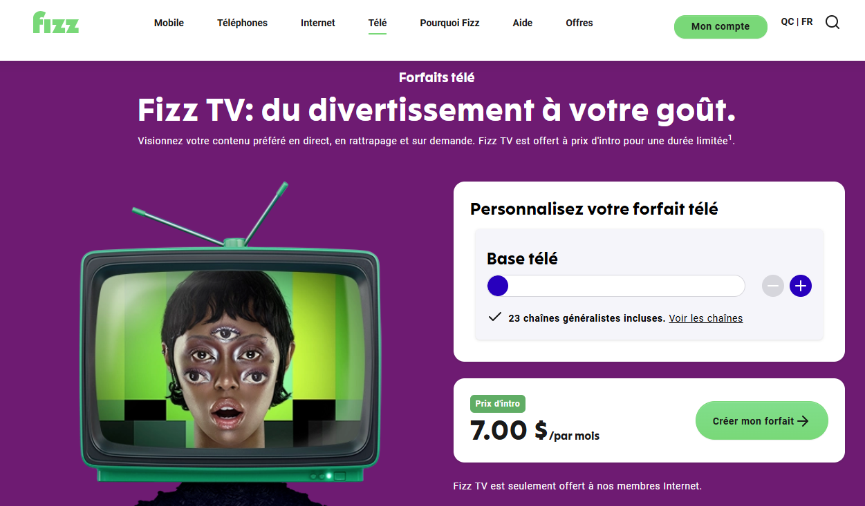 Fizz TV est maintenant disponible pour les clients Internet du Québec, avec des forfaits personnalisables à partir de seulement 7$/mois.