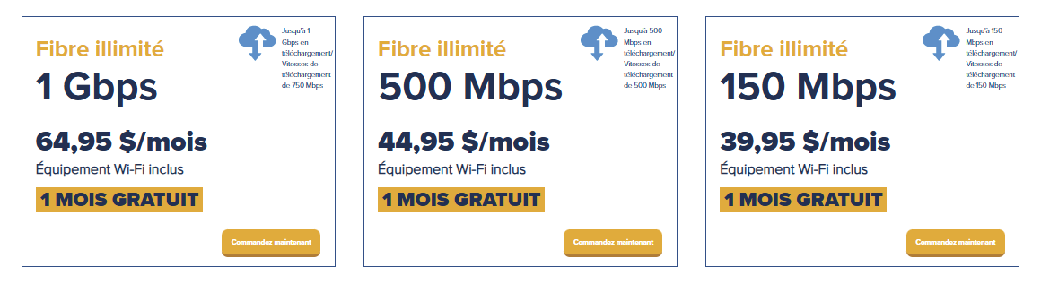 Souscrivez à un forfait Internet Fibre et profitez de votre premier mois gratuit. Offre valable pour les nouveaux clients résidentiels jusqu'au 2 février 2025.